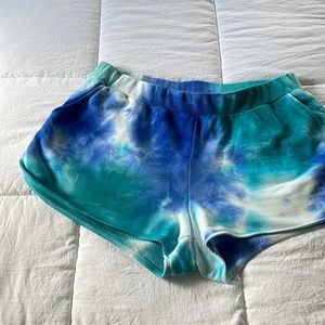 Tie dye sweat pant shorts